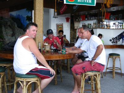 Drinking in a local bar